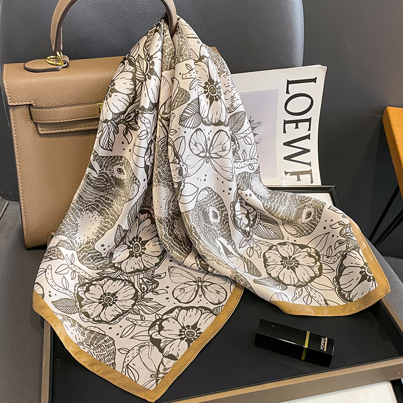 Women Fashion Necktie - 女性のための正方形のシルクスカーフ,豪華なブランド,ハンカチ,デザイン,ショール,リボン,バンダナ,100%