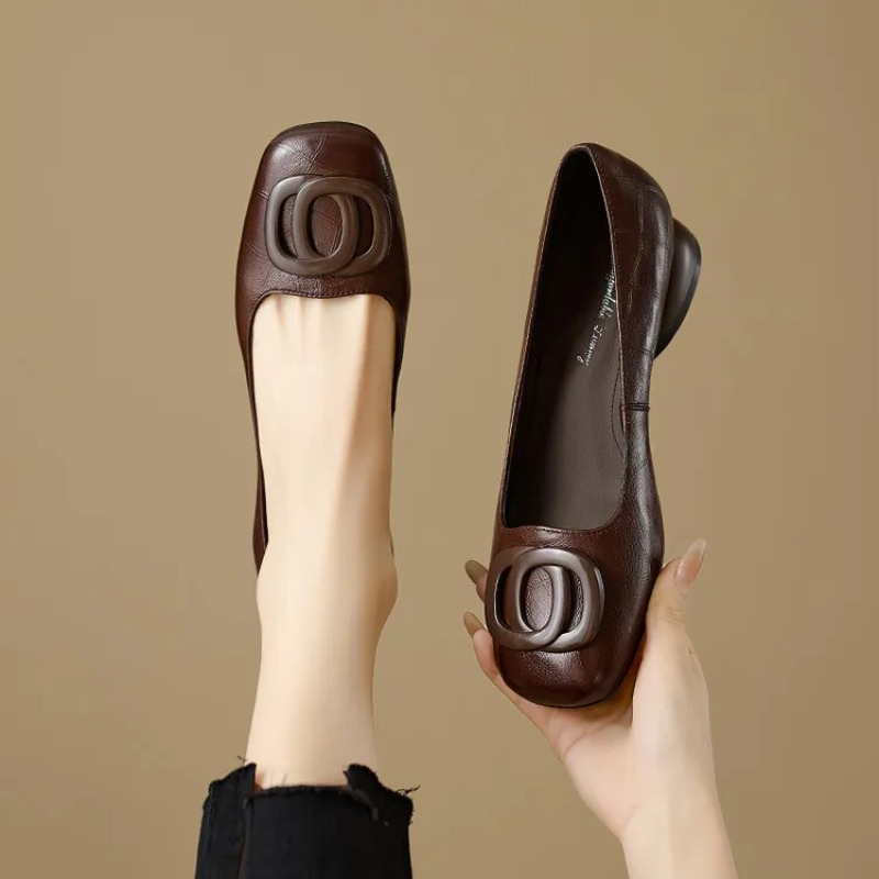 Women'S Fashion Shoes - フランス風レディースシューズ パンプス レザーシューズ スクエアトゥ ファッションシューズ 女性用フットウェア