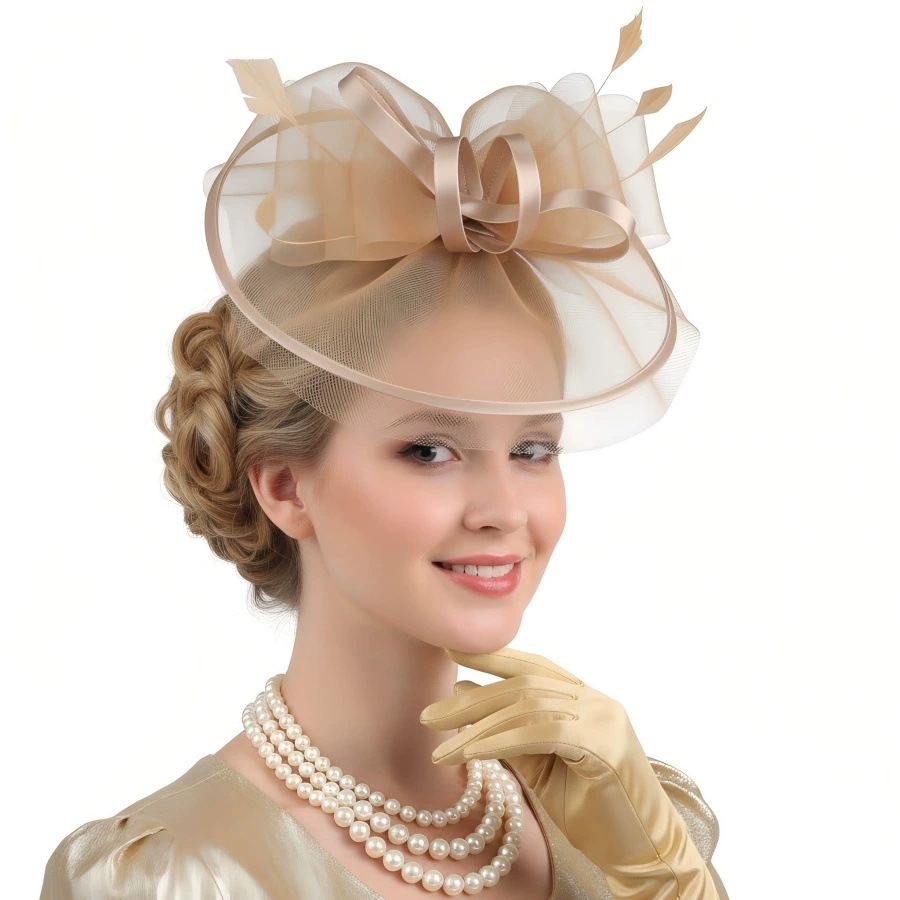 Women'S Fashion Kentucky Derby - ファシネーターハット女性用ティーパーティーハット 1950 年代ケンタッキーダービーハットフェザーヘアクリップ花嫁用ウェディングパーティーメッシュヘッドバンド