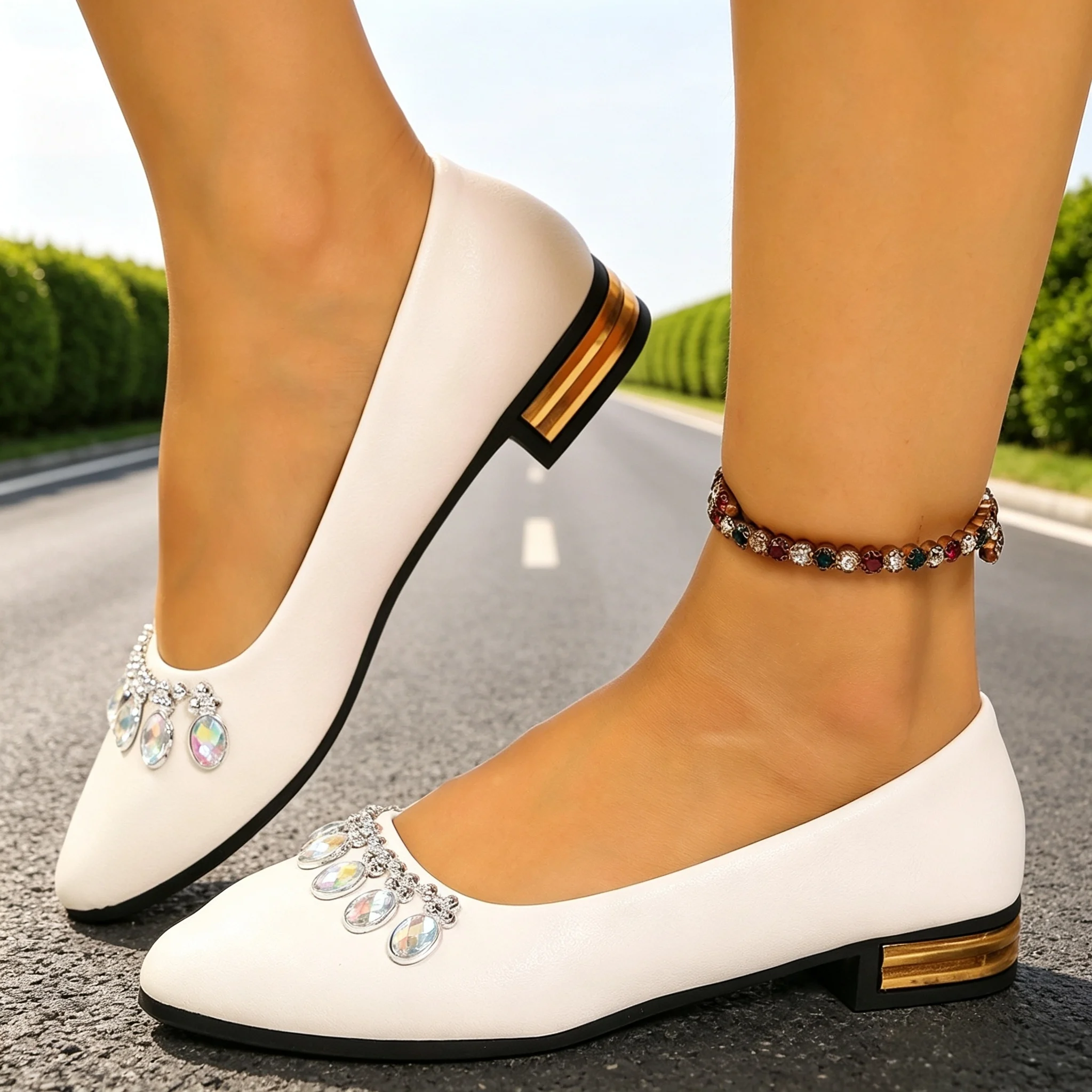 Women'S Fashion Shoes - レディースフラットシューズ ポインテッドトゥ バレエシューズ プラスサイズ フラットスニーカー レディース