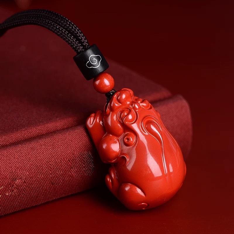 Women'S Fashion Jewellery - ファッションレッドシンバージェイド大サイズ貔貅ペンダントネックレスジュエリー中国のヒーリング女性男性彫刻お守り幸運のチェーン