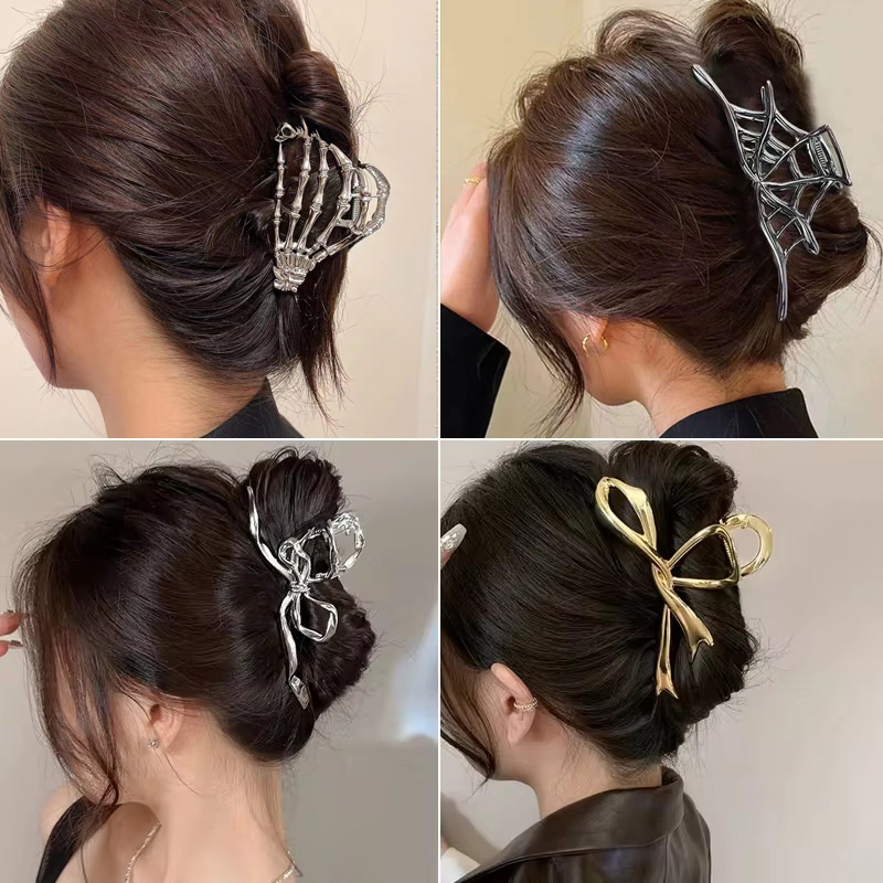 Women'S Fashion Korea - 女性と女の子のためのメタルスターヘアクリップ爪、幾何学的な眉毛、カニアピン、ヘッドウェアアクセサリー、韓国のファッション