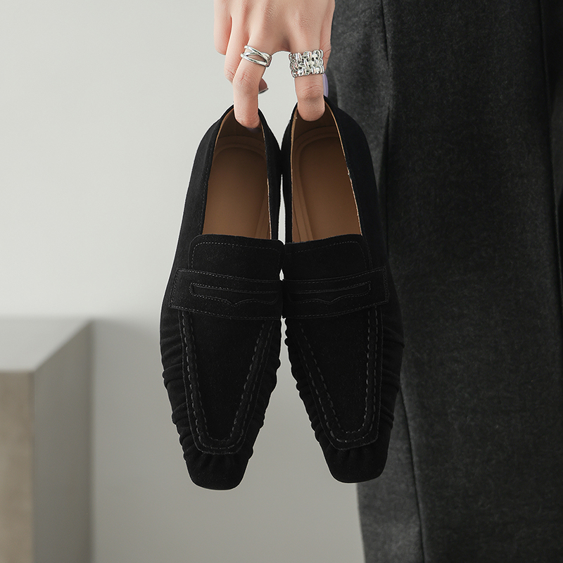 春の本革女性パンプスファッションプリーツスクエアトゥシューズ - Women'S Fashion Shoes のレビューと価格