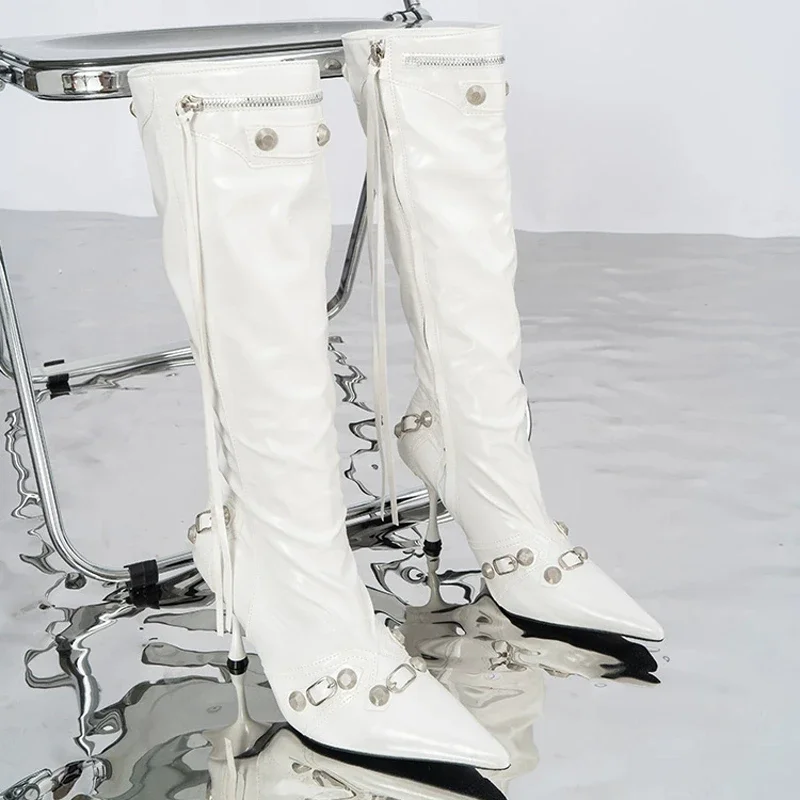 女性のセクシーなブーツポインテッドトゥハイヒールの靴秋の新フ - Women'S Fashion Knee High Boots のレビューと価格