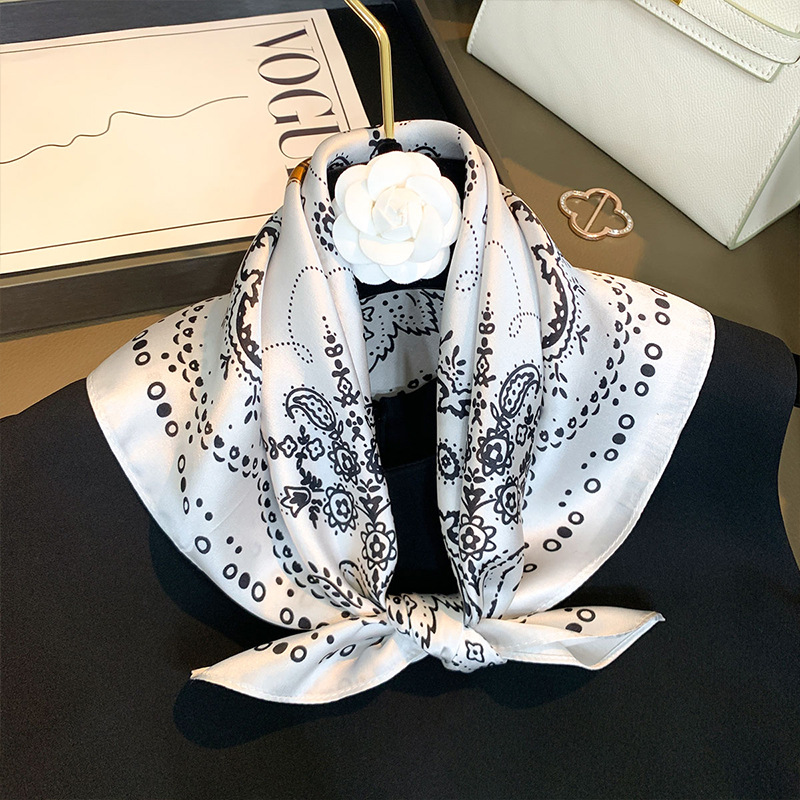 100% マルベリーシルクスカーフ女性用レトロペイズリーサテ - Women Fashion Necktie のレビューと価格