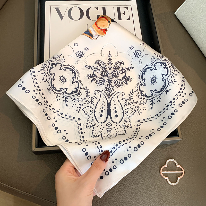 100% マルベリーシルクスカーフ女性用レトロペイズリーサテ - Women Fashion Necktie のレビューと価格