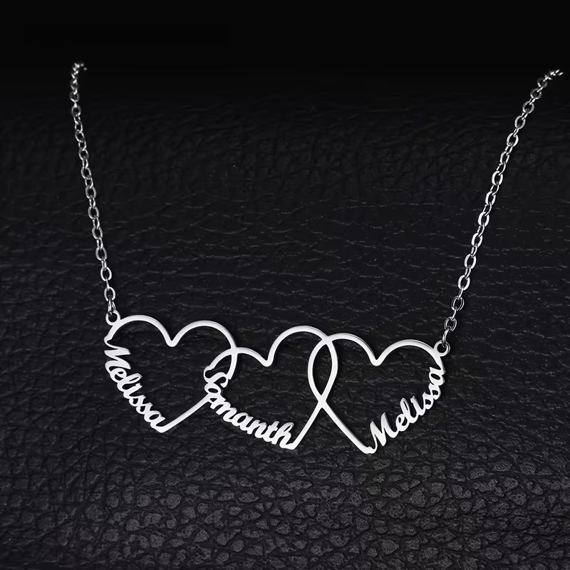 カスタムインターロッキングハートネームネックレス　名入れ1/ - Women Fashion Names のレビューと価格
