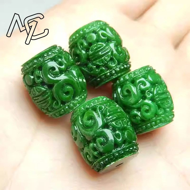 5pc ナチュラルグリーンヒスイ彫刻ビーズ DIY ブレスレ - Women'S Fashion Jewellery のレビューと価格