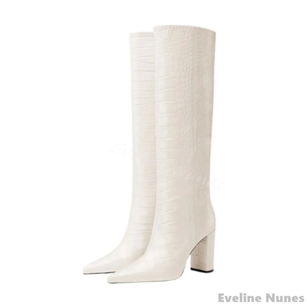女性のための豪華なクロコダイルパターンのブーツ,先のとがった - Women'S Fashion Knee High Boots のレビューと価格