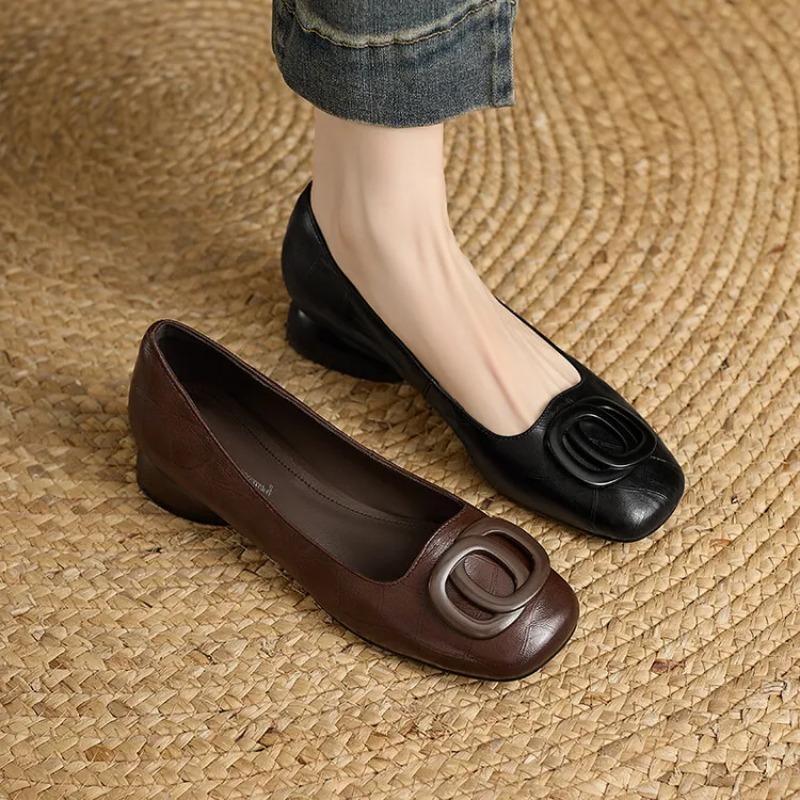 フランス風レディースシューズ パンプス レザーシューズ スク - Women'S Fashion Shoes のレビューと価格