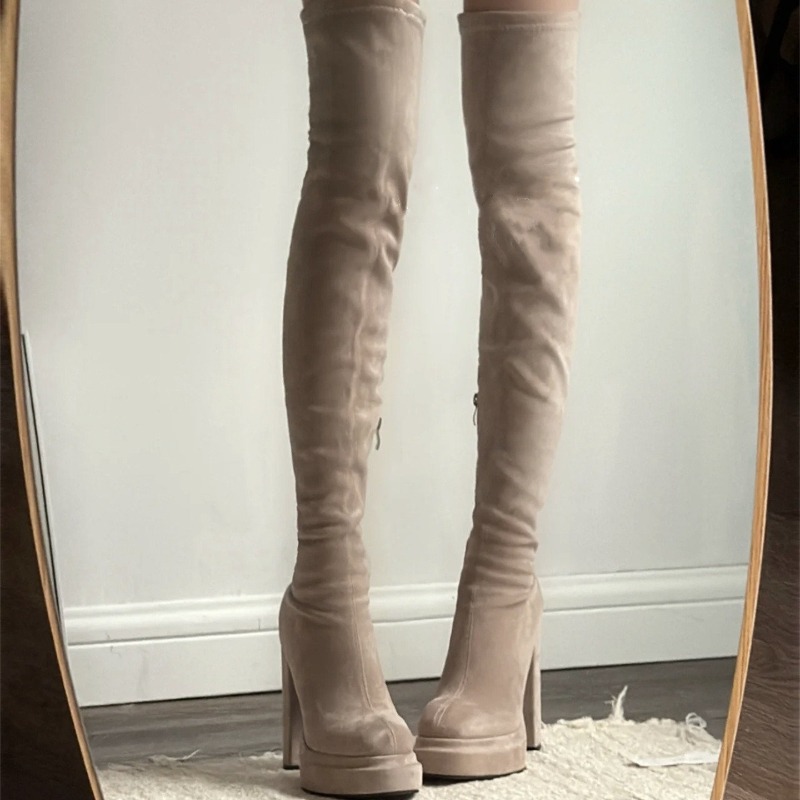 ナイトクラブファッション女性用太もも丈ブーツセクシー厚底ハイ - Women'S Fashion Knee High Boots のレビューと価格