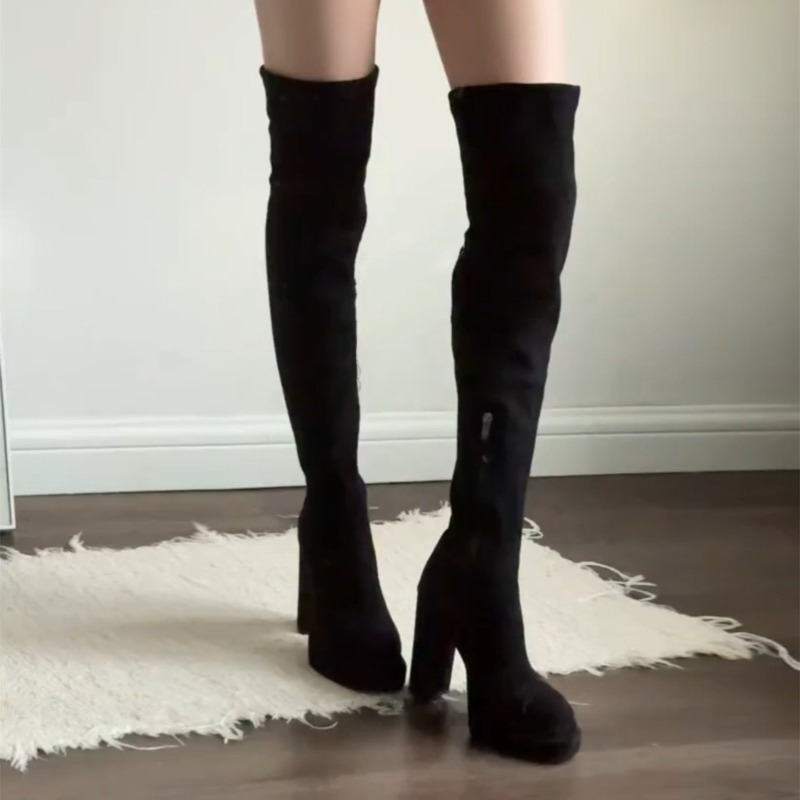 ナイトクラブファッション女性用太もも丈ブーツセクシー厚底ハイ - Women'S Fashion Knee High Boots のレビューと価格