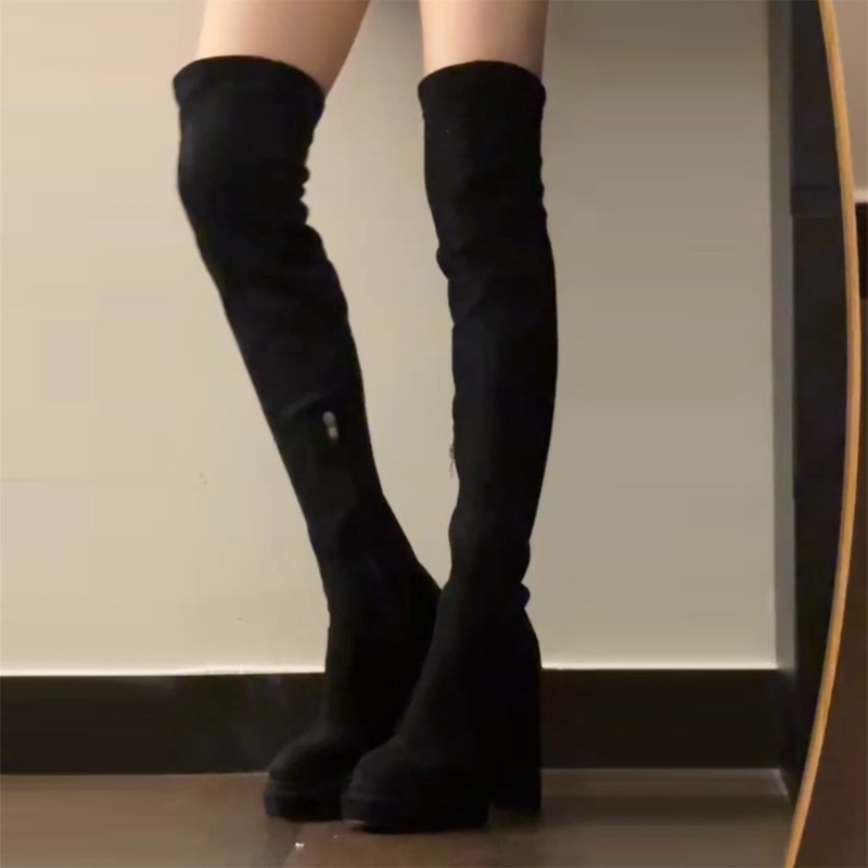 ナイトクラブファッション女性用太もも丈ブーツセクシー厚底ハイ - Women'S Fashion Knee High Boots のレビューと価格