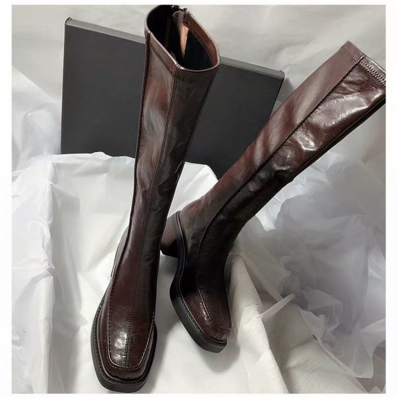 ラウンドトゥ厚底ロングブーツ（女性用）、2026年秋新作ハイ - Women'S Fashion Knee High Boots のレビューと価格