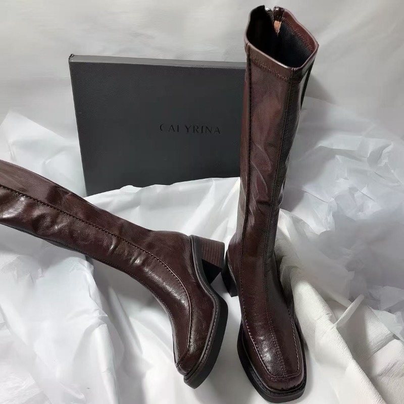ラウンドトゥ厚底ロングブーツ（女性用）、2026年秋新作ハイ - Women'S Fashion Knee High Boots のレビューと価格