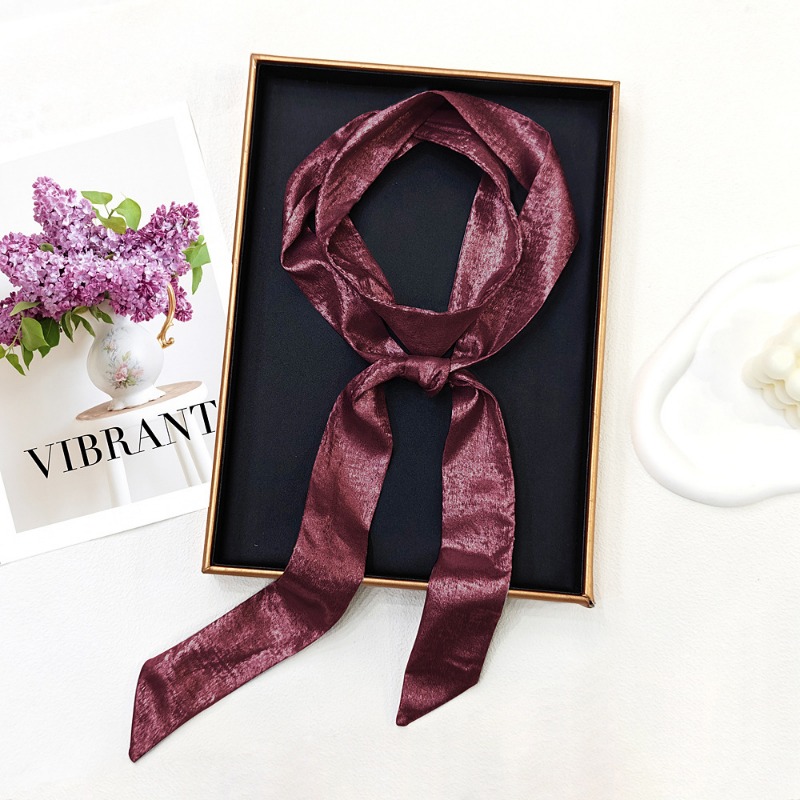 女性用光沢のあるスリムスカーフ 多機能ヘアバンド ネクタイ  - Women Fashion Necktie のレビューと価格