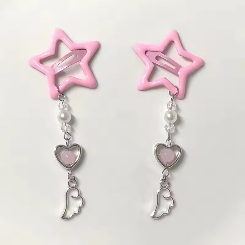 2 個韓国新ファッション五芒星タッセルサイドヘアクリップ女性 - Women'S Fashion Korea のレビューと価格