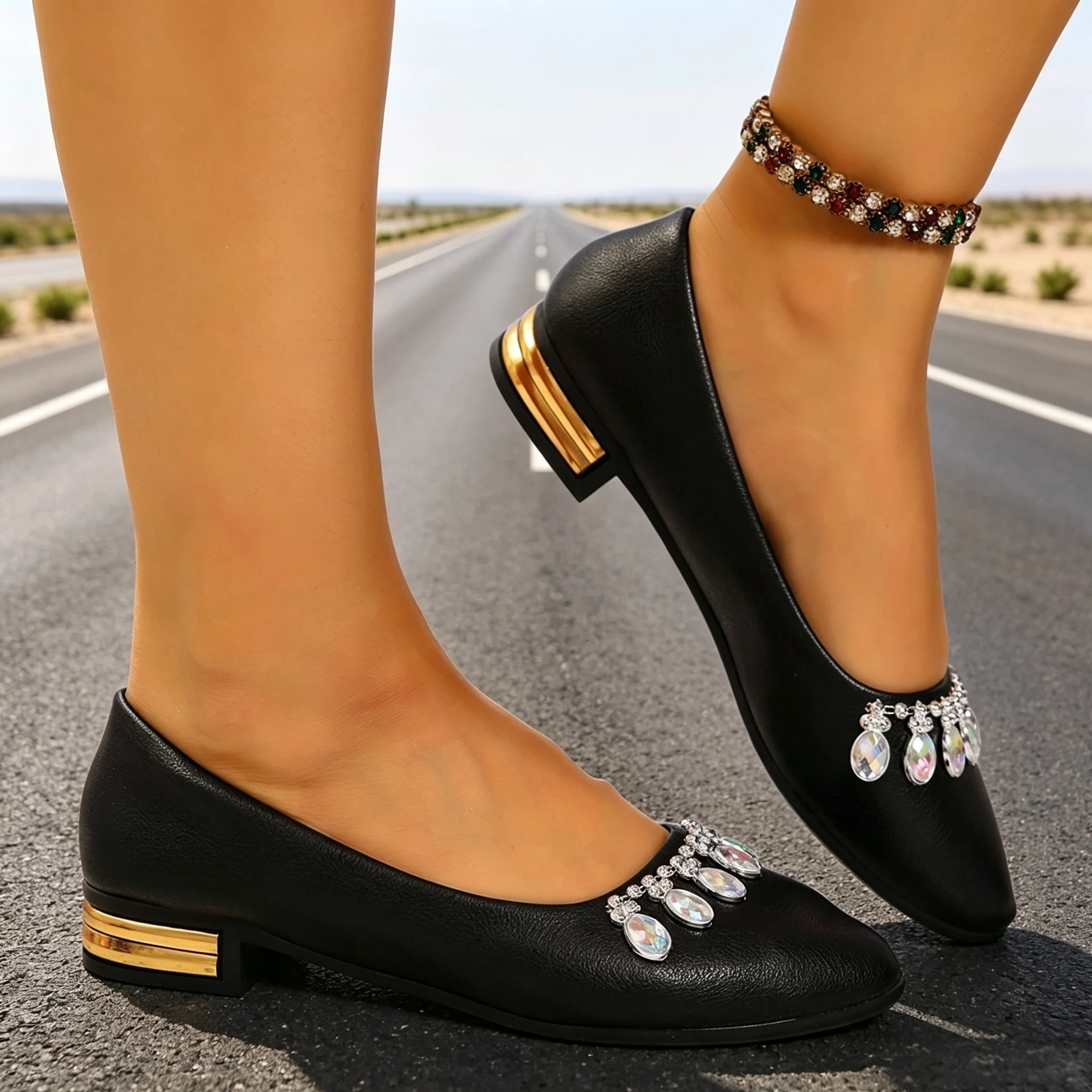 レディースフラットシューズ ポインテッドトゥ バレエシューズ - Women'S Fashion Shoes のレビューと価格