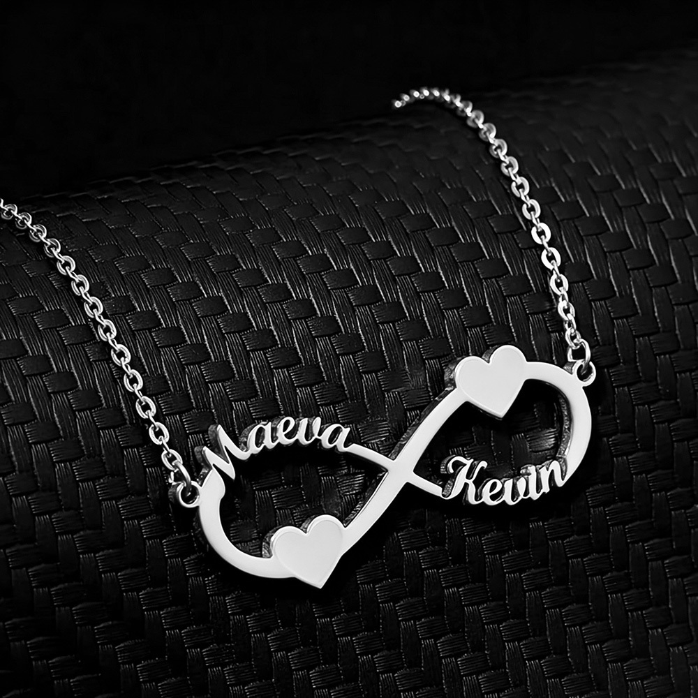 カスタムネームネックレス インフィニティハートペンダント ス - Women Fashion Names のレビューと価格