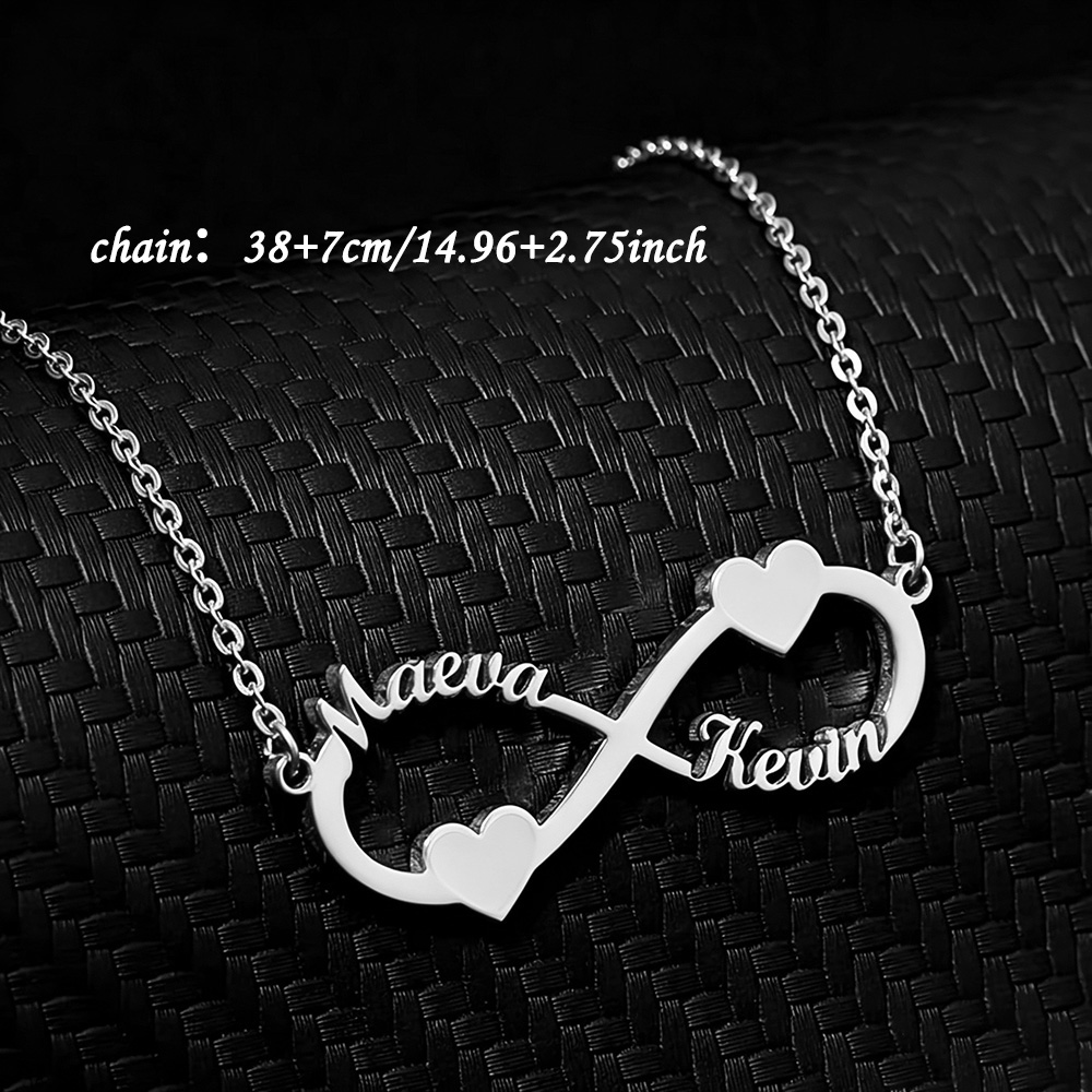 カスタムネームネックレス インフィニティハートペンダント ス - Women Fashion Names のレビューと価格