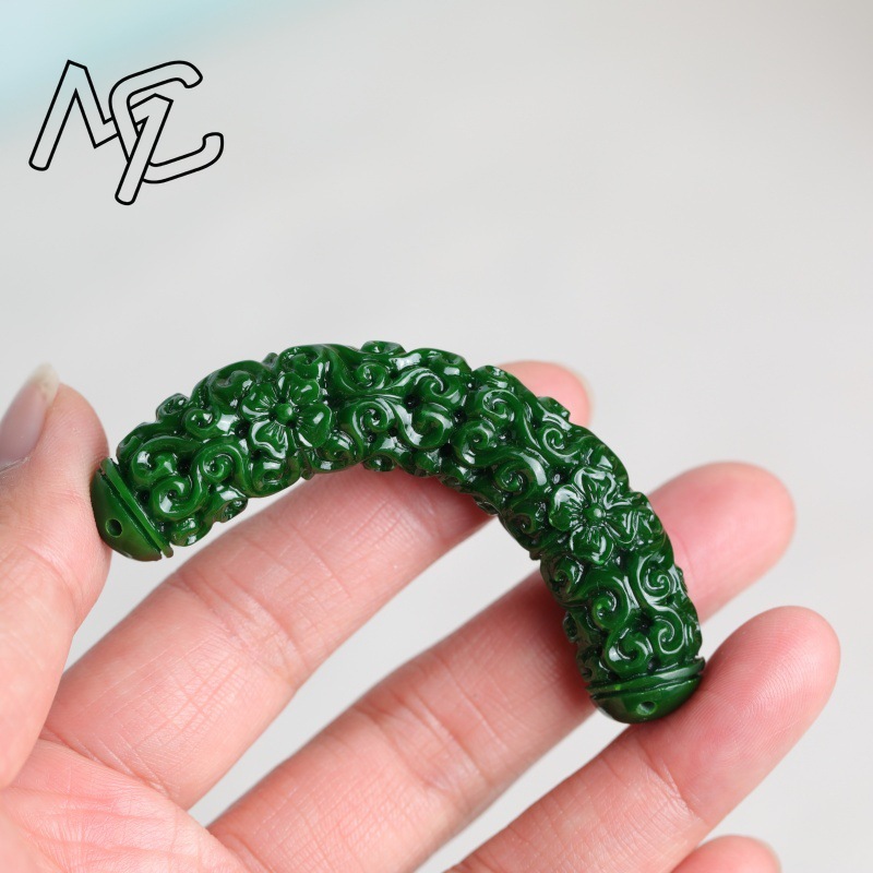 1pc ナチュラル A グリーン翡翠ドラゴン曲げストリップ  - Women'S Fashion Jewellery のレビューと価格