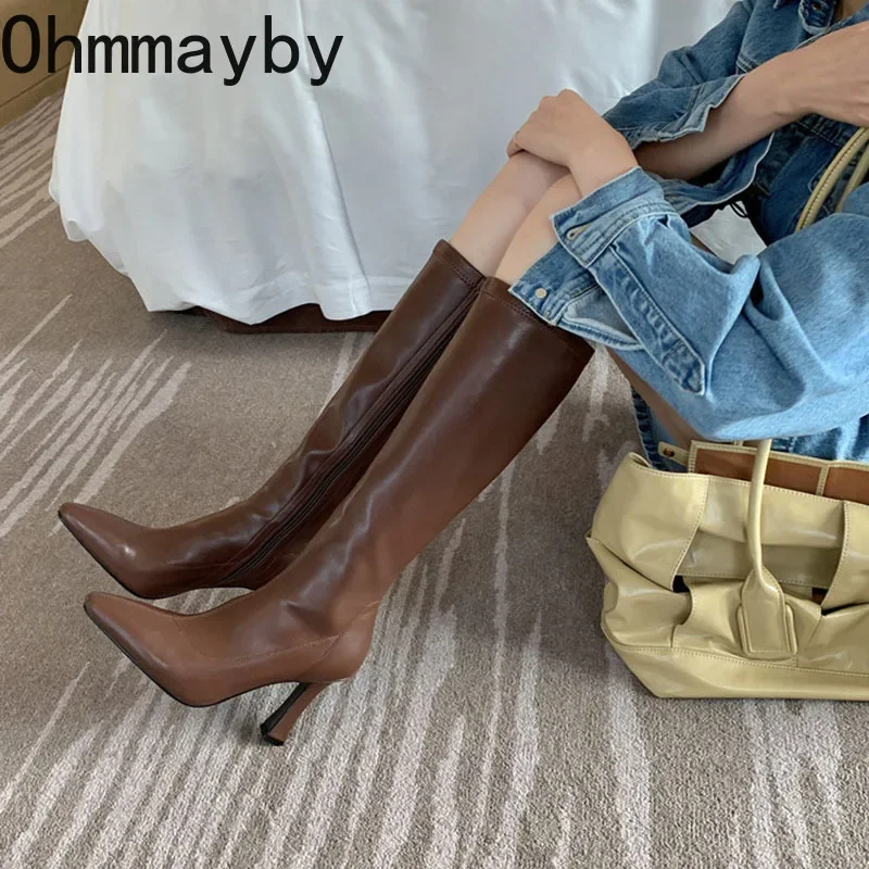 女性のハイヒールのブーツ,上質な膝のブーツ,黒,茶色,セクシ - Women'S Fashion Knee High Boots のレビューと価格