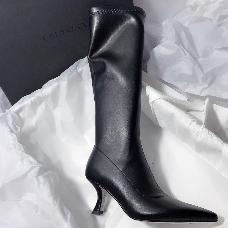 秋の新作、スティレットヒールのファッションブーツ。女性用、ポ - Women'S Fashion Knee High Boots のレビューと価格