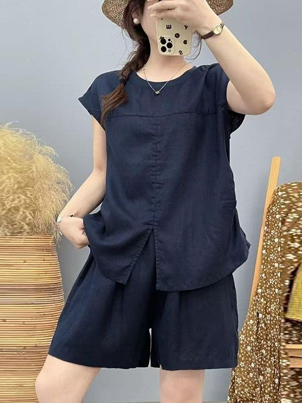高級綿麻セット女性夏ルーズカジュアル薄型通気性ファッションス - Women Fashion Over The Years のレビューと価格