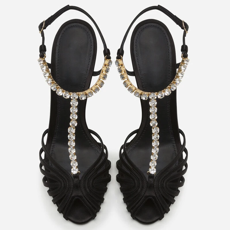 ラインストーンチェーンTストラップホローピンクシルクサンダル - Women'S Fashion Jewellery のレビューと価格